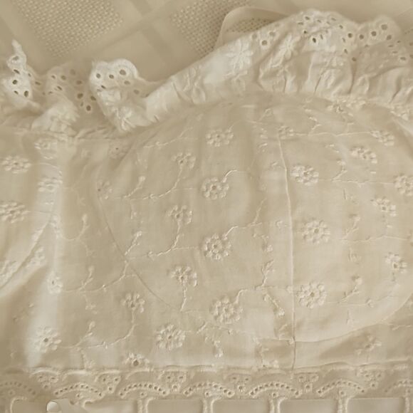 Sunfere Eyelet Embroidery Spaghetti Straps Maxi Dress With Back Slit Large White - Picture 16 of 16